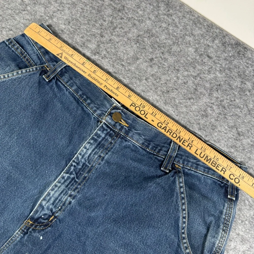 Carhartt B13HDK Mens 36x34 Blue Denim Loose Fit Carpenter Work Pants Jeans